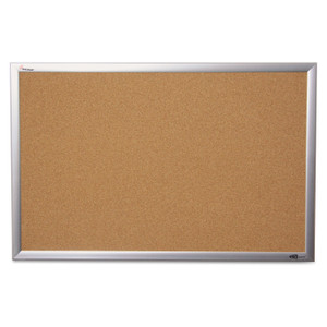 AbilityOne 7195014840007 SKILCRAFT Quartet Cork Board, 24 x 18, Tan Surface, Silver Anodized Aluminum Frame (NSN4840007) View Product Image