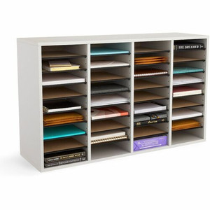 Safco Adjustable Shelves Literature Organizers - 36 Compartment(s) - Compartment Size : 2.50" x 9" x 11.50" - 24" Height x 39.38" Width x 11.75" Depth - Gray - Wood
