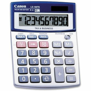 Canon LS100TS Desktop Calculator - Auto Power Off - 10 Digits - LCD - Battery/Solar Powered - 4" Height x 5.3" Width x 1.2" Depth