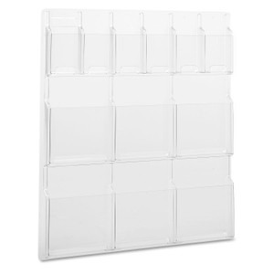 Safco Reveal Clear Literature Displays, 12 Compartments, 30w x 2d x 34.75h, Clear (SAF5606CL) View Product Image