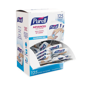 PURELL Advanced Hand Sanitizer Single Use, Gel , 1.2 mL, Packet, Fragrance-Free, 125/Box, 12 Box/Carton (GOJ9630125NSCT) View Product Image