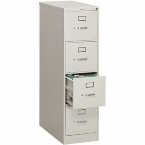 HON 310 H314 File Cabinet - 52" Height x 15" Width x 26.5" Depth - 4 - Finish: Light Gray - Lockable, Durable, Label Holder - For File, Office, File Folder, Desk