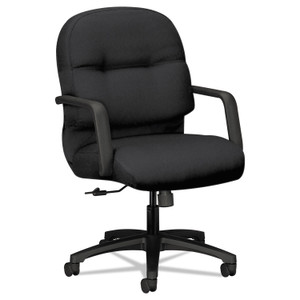 HON Pillow-Soft 2090 Series Managerial Mid-Back Swivel/Tilt Chair, Supports Up to 300 lb, 17" to 21" Seat Height, Black