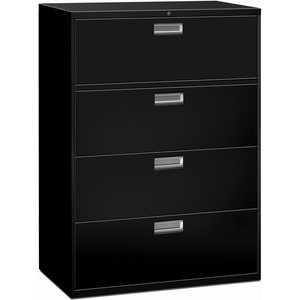 HON Brigade 600 H694 Lateral File - 53.3" Height x 42" Width x 18" Depth - 4 - Finish: Black