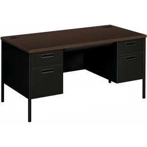 HON Metro Classic HP3262 Pedestal Desk - 29.5" Height x 60" Width x 30" Depth - 4 x Box, File Drawer(s) - Double Pedestal - Square Edge - Finish: Mocha, Black