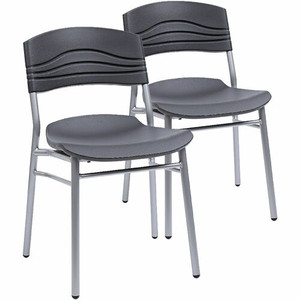 Iceberg CafeWorks Cafe Chairs - 2/CT - Black Seat Color - Polyethylene Seat Material - Polyethylene Back Material - Powder Coated Steel Frame Material