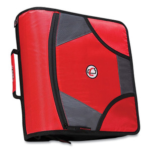 Case it King Size Mighty Zip Tab Binder, 3 Rings, 4" Capacity, 11 x 8.5, Red