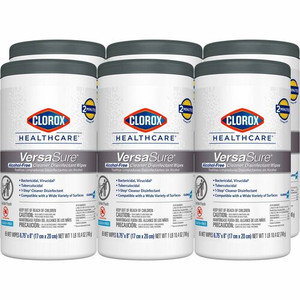 Clorox Healthcare VersaSure Cleaner Disinfectant Wipes - 8" Length x 6.75" Width - Durable, Alcohol-free, Low Odor, Fragrance-free, Fume-free, Strong - White - 85/Tub - (CLO31757CT)