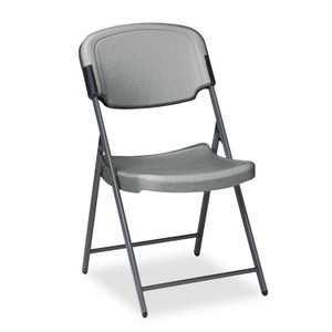 Iceberg Rough n Ready Commercial Folding Chair, Supports Up to 350 lb, 15.25" Seat Height, Charcoal Seat, Charcoal Back, Silver Base (ICE64007) View Product Image