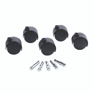 Master Caster Deluxe Duet Hard-Wheel Casters, 0.44" x 0.88" Grip Ring Type B Stems, 2" Nylon Wheels, Matte Black, 5/Set