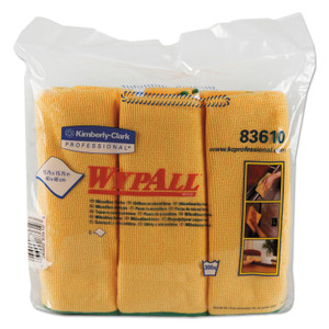 WypAll Microfiber Cloths, Reusable, 15.75 x 15.75, Yellow, 24/Carton (KCC83610CT) View Product Image