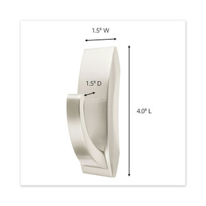 Command Bath Hook, Large, Metal, Satin Nickel, 5 lb Capacity, 1 Hook and 2 Strips