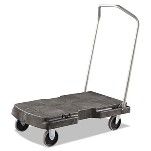 Rubbermaid Commercial Triple Trolley Platform Truck with Angled-Loop Handle, 500 lb Capacity, 20.5 x 32.5 x 35, Black