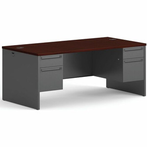 HON 38000 H38180 Pedestal Desk - 29.5" Height x 72" Width x 36" Depth - 4 x Box, File Drawer(s) - Double Pedestal - Waterfall Edge - Finish: Charcoal
