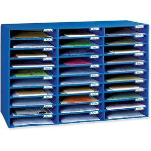 Classroom Keepers 30-Slot Mailbox - 30 Pocket(s) - Compartment Size : 1.80" x 12.50" x 10" - 21" Height x 31.63" Width x 12.75" Depth - 70% Recycled - Blue