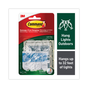 Command All Weather Hooks and Strips, Small, Plastic, Clear, 16 Clips and 20 Strips/Pack
