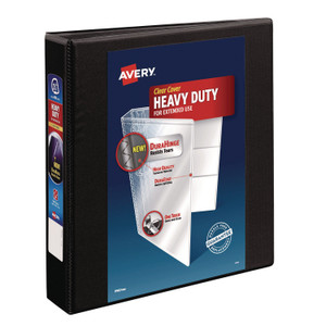 Avery Heavy-Duty View Binder with DuraHinge and One Touch EZD Rings, 3 Rings, 1.5" Capacity, 11 x 8.5, Black