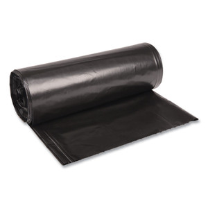 Boardwalk Recycled Low-Density Polyethylene Can Liners, 60 gal, 1.6 mil, 38" x 58", Black, Perforated, 10 Bags/Roll, 10 Rolls/Carton