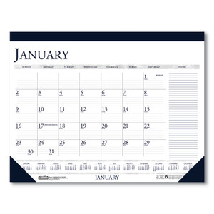 House of Doolittle Recycled Two-Color Monthly Desk Pad Calendar with Notes Section, 22 x 17, Blue Binding/Corners, 12-Month (Jan-Dec): 2024 View Product Image