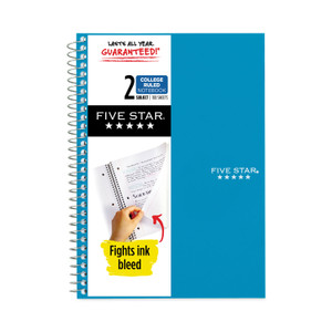 Five Star Wirebound Notebook with Two Pockets, 2-Subject, Medium/College Rule, Randomly Assorted Cover Color, (100) 9.5 x 6 Sheets View Product Image