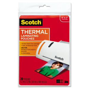 Scotch Laminating Pouches, 5 mil, 5" x 7", Gloss Clear, 20/Pack (MMMTP590320) View Product Image