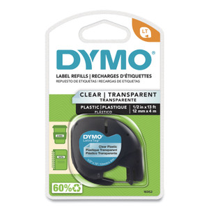 DYMO LetraTag Plastic Label Tape Cassette, 0.5" x 13 ft, Clear (DYM16952) View Product Image