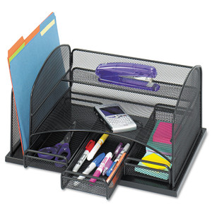 Safco Onyx Organizer with 3 Drawers, 6 Compartments, Steel, 16 x 11.5 x 8.25, Black (SAF3252BL) View Product Image