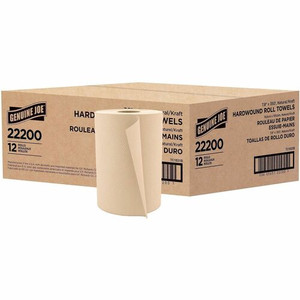 Genuine Joe Embossed Hardwound Roll Towels - 7.87" Width x 350 ft Length - 2" Core - Natural