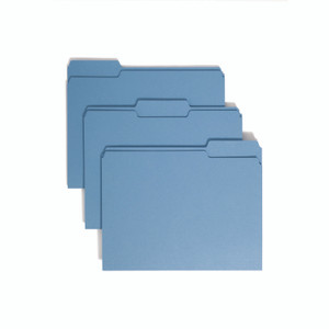 Smead Colored File Folders, 1/3-Cut Tabs: Assorted, Letter Size, 0.75" Expansion, Blue, 100/Box