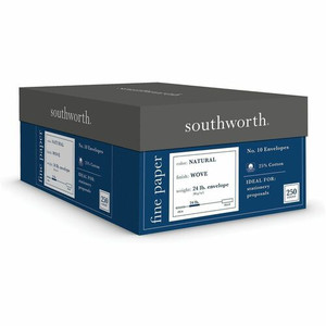Southworth 25% Cotton No. 10 Business Envelopes - Business - #10 - 4 1/8" Width x 9 1/2" Length - 24 lb - Gummed - (SOUJ404N10)