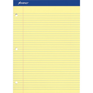 Ampad Double Sheet Writing Pad - 100 Sheets - 0.28" Ruled - 15 lb Basis Weight - Letter - 8 1/2" x 11" Sheet Size x 8.5" Width x 11.8" Length