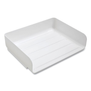 TRU RED Side-Load Stackable Plastic Document Tray, 1 Section, Letter-Size, 12.63 x 9.72 x 3.01, White, 2/Pack