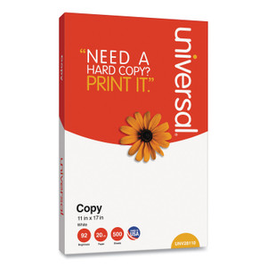 Universal Copy Paper, 92 Bright, 20 lb Bond Weight, 11 x 17, White, 500 Sheets/Ream (UNV28110RM) View Product Image
