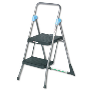 Cosco Commercial 2-Step Folding Stool, 300 lb Capacity, 20.5 x 24.75 x 39.5, Gray (CSC11829GGB) View Product Image