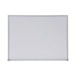 Universal Melamine Dry Erase Board with Aluminum Frame, 24 x 18, White Surface, Anodized Aluminum Frame (UNV43622) View Product Image