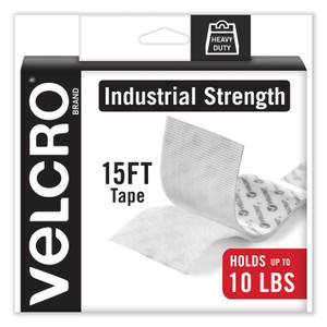 VELCRO Brand Industrial-Strength Heavy-Duty Fasteners with Dispenser Box, 2" x 15 ft, White