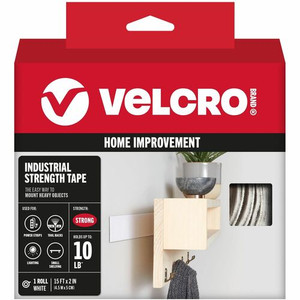 VELCRO Industrial Strength 15ft x 2in Roll White - 15 ft Length x 2" Width - White - Water Resistant, Long Lasting - For Tools, Equipment, Glass, Hanging, Project, Industrial, Garage, Indoor, Outdoor, Mounting, Storing, ... Roll
