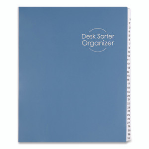 Smead Deluxe Expandable Indexed Desk File/Sorter, 31 Dividers, Date Index, Letter Size, Dark Blue Cover