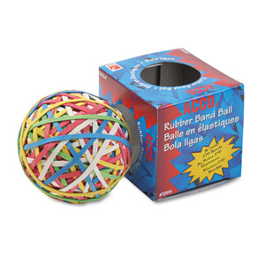 ACCO Rubber Band Ball, 3.25" Diameter, Size 34, Assorted Gauges, Assorted Colors, 270/Pack