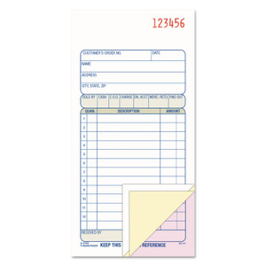 Adams 3-Part Sales Book, Three-Part Carbonless, 3.25 x 7.13, 50 Forms Total (ABFTC3705) View Product Image