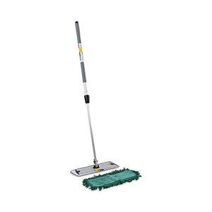 Boardwalk Microfiber Cleaning Kit, 18" Wide Blue/Green Microfiber Head, 35" to 60" Gray Aluminum Handle (BWKMFKIT) View Product Image