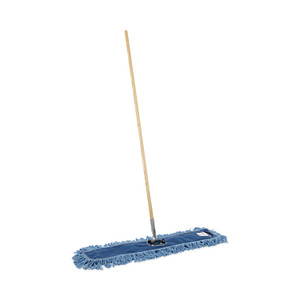 Boardwalk Dry Mopping Kit, 36 x 5 Blue Blended Synthetic Head, 60" Natural Wood/Metal Handle (BWKHL365BSPC) View Product Image