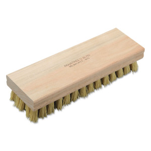 AbilityOne 7920002407174, SKILCRAFT Hand Scrub Brush, White or Gold Polypropylene Bristles, 8" Brush, 8" Tan Hardwood Handle (NSN2407174) View Product Image