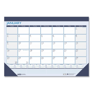 House of Doolittle Recycled Contempo Desk Pad Calendar, 22 x 17, White/Blue Sheets, Blue Binding, Blue Corners, 12-Month (Jan to Dec): 2025