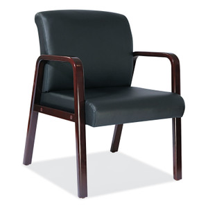 Alera Reception Lounge WL Series Guest Chair, 24.21" x 24.8" x 32.67", Black Seat, Black Back, Mahogany Base (ALERL4319M) View Product Image