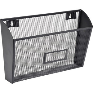 Lorell Mesh Wire Wall Pocket - 6.62" Height x 12.62" Width x 4.75" Depth - Black