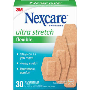 Nexcare Soft 'n Flex Bandages - Assorted Sizes - 0.94" Width x 1.13" Length, - 1.13" Width x 3" Length, - 0.88" Width x 2.25" Length - Tan