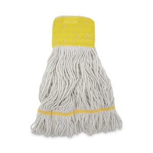 Boardwalk Super Loop Wet Mop Head, Cotton/Synthetic Fiber, 5" Headband, Small Size, White, 12/Carton (BWK501WH) View Product Image