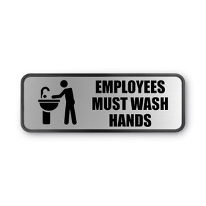 COSCO Brushed Metal Office Sign, Employees Must Wash Hands, 9 x 3, Silver (COS098205) View Product Image