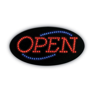 COSCO LED OPEN Sign, 10.5 x 20.13, Red and Blue Graphics